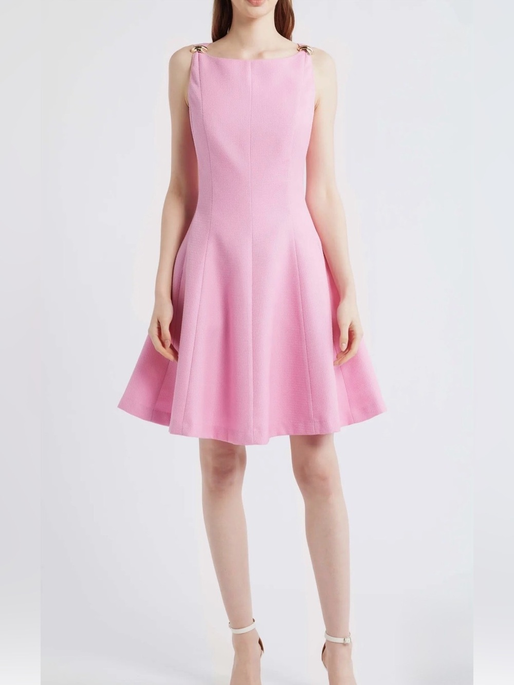 NWT Tahari Arthur S Levine ASL Pink Fit and Flare Flamingo Dress Size 10